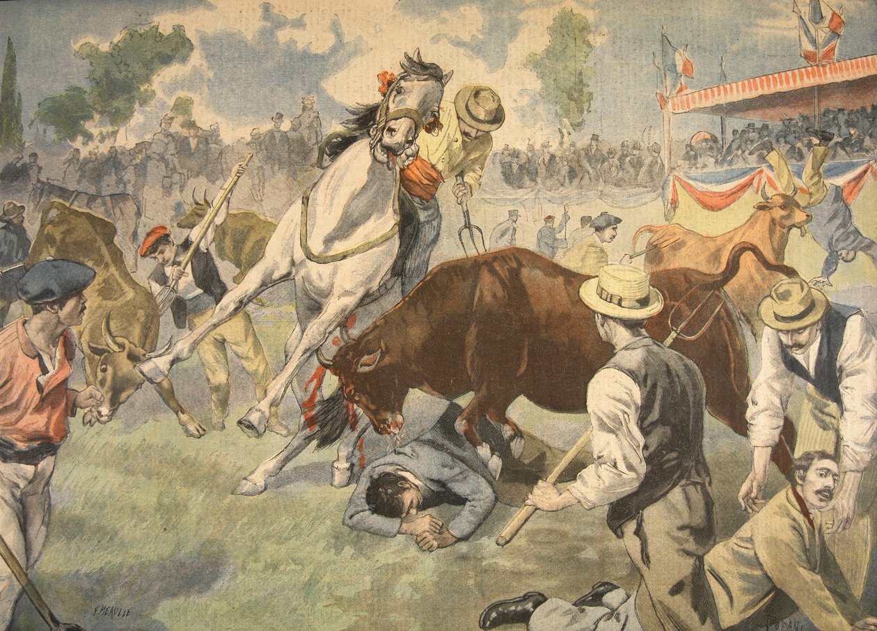 Véres baleset Arles-ban, illusztráció a Le Petit Journalból: Supplement illustre, 1898 alkotó: French School
