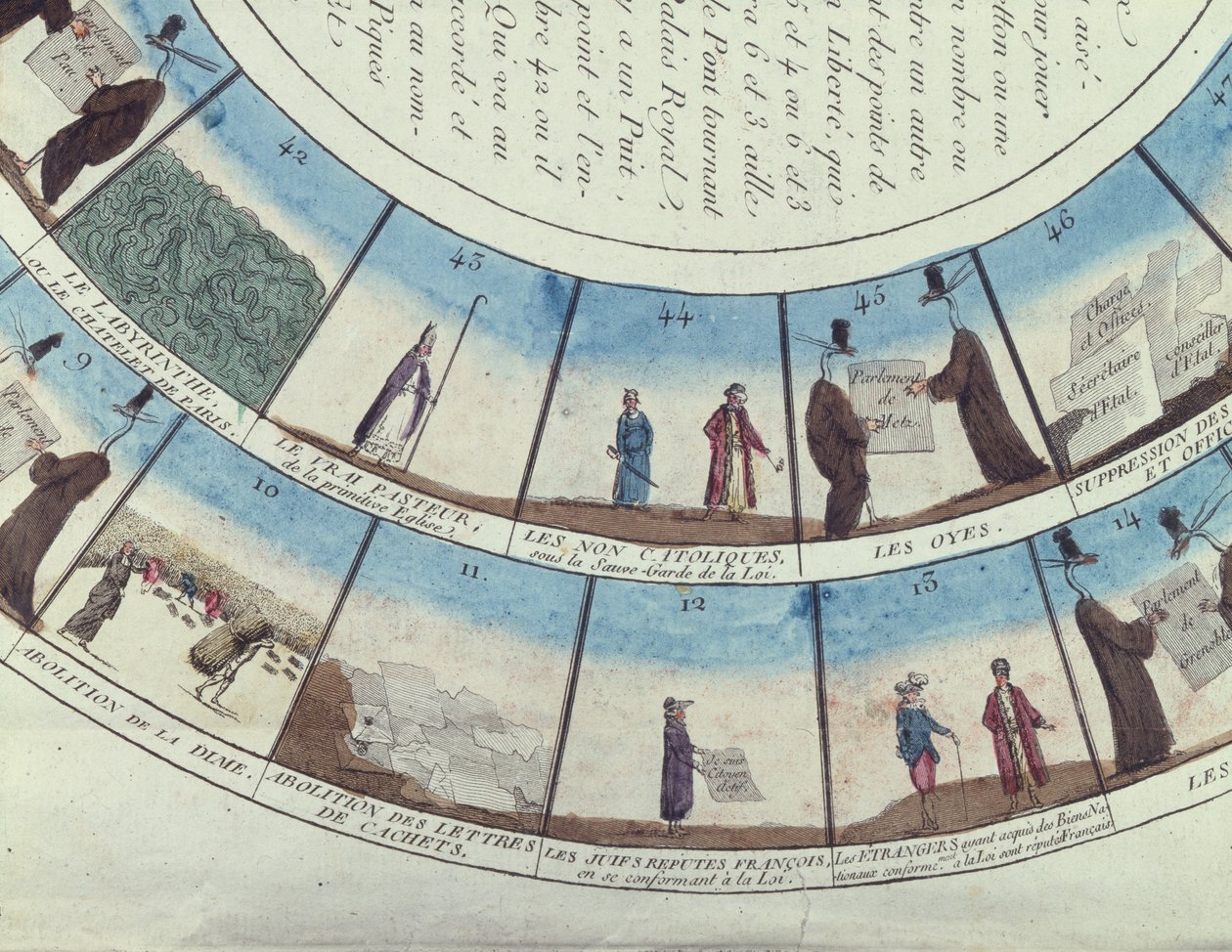 Társasjáték a francia forradalom alapján, 1790 körül alkotó: French School