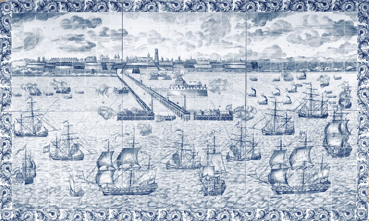 Dunkerque-i bombázás 1695. augusztus 11-én (kerámia) alkotó: French School