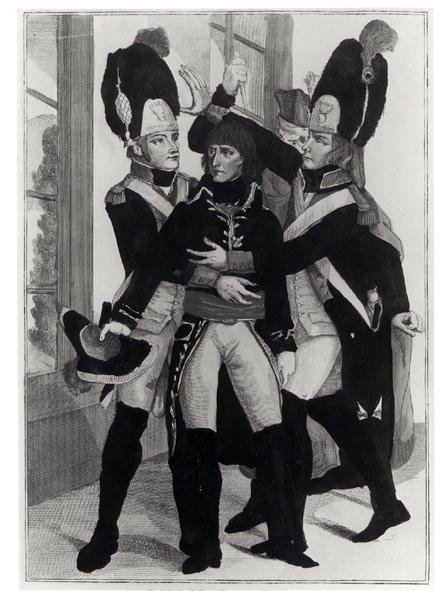 Bonaparte (1769-1821) két gránátos védelmében a St.Cloud-i ülésszak alatt, 19 brumaire an 8 (1799. november 10.), 1800 körül. alkotó: French School