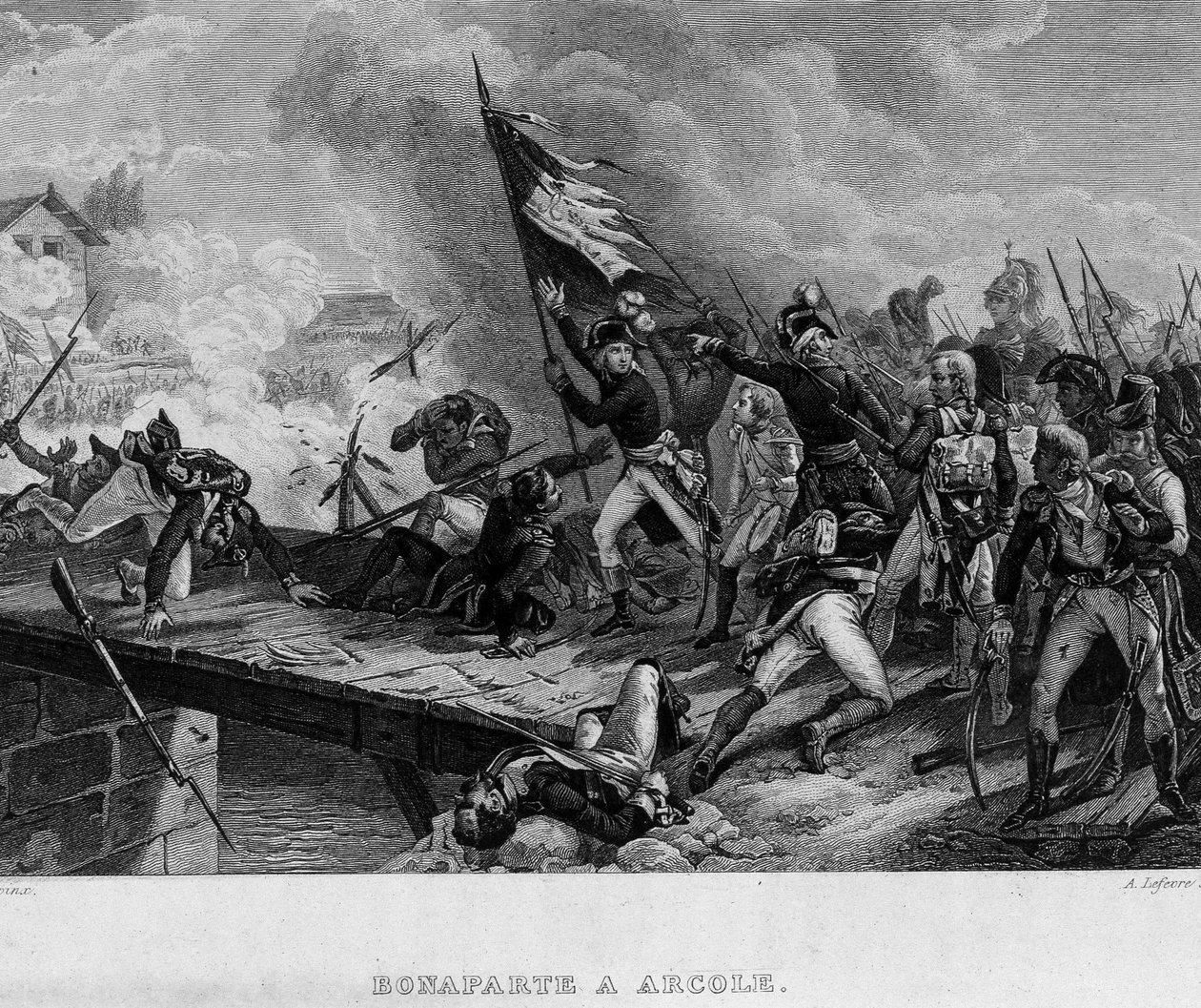 Bonaparte az Arcole-ban – Thiers „"Revolution francaise"-jében. 19. század alkotó: French School