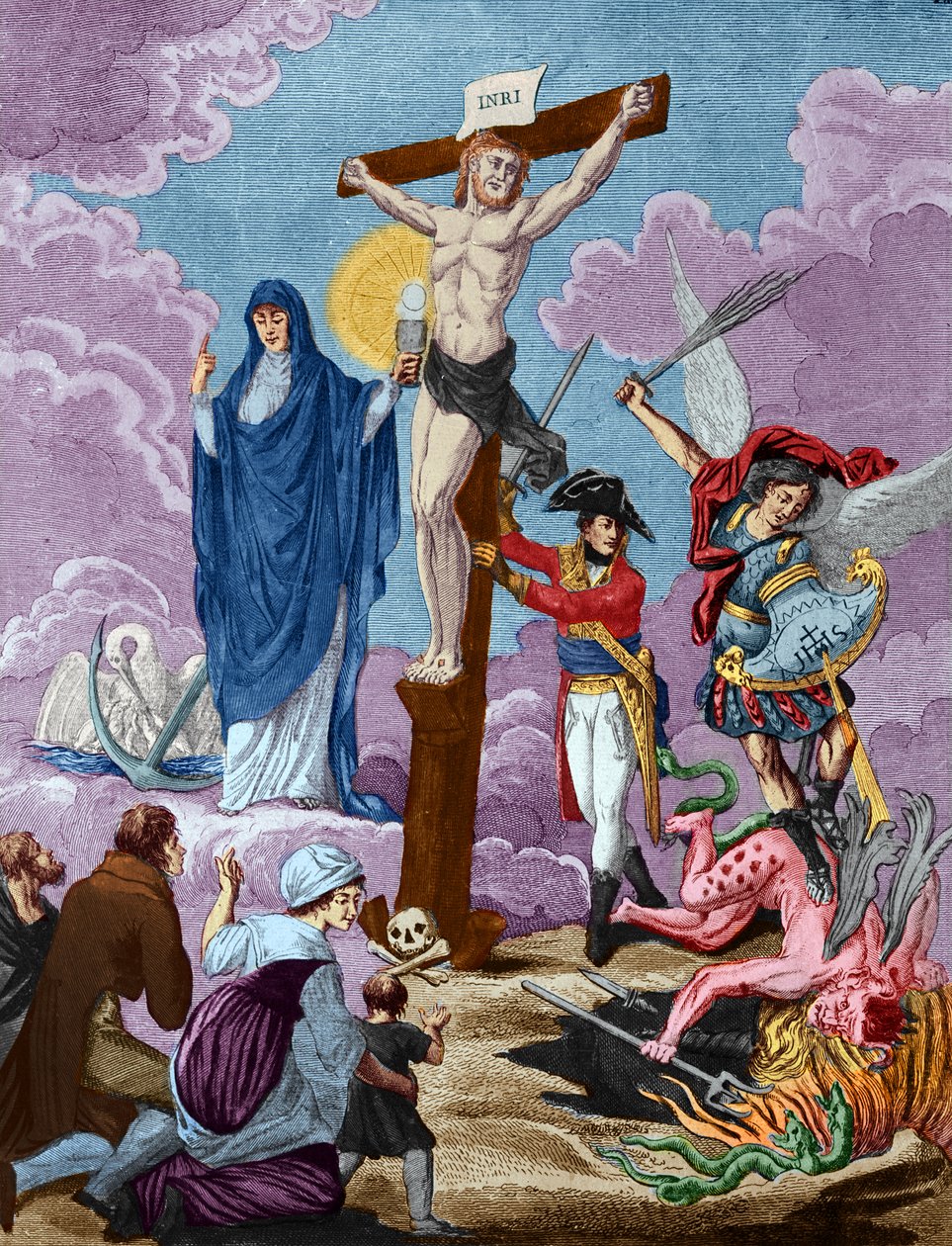 Bonaparte, a vallás helyreállítója és a kereszt támogatója, Allegória a konkordátumról, 1802 alkotó: French School