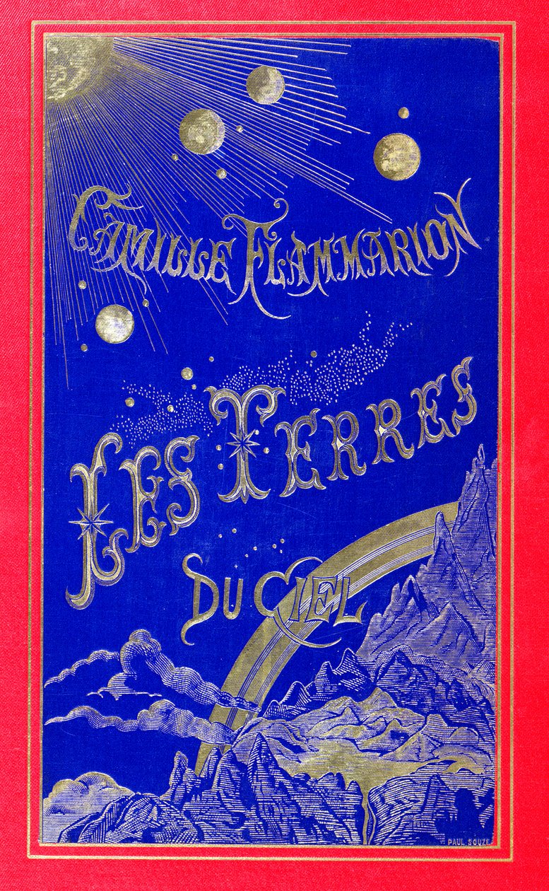 A Les Terres du Ciel című könyv borítója: Camille Flammarion (1842-1925) 1877 (bőr) alkotó: French School