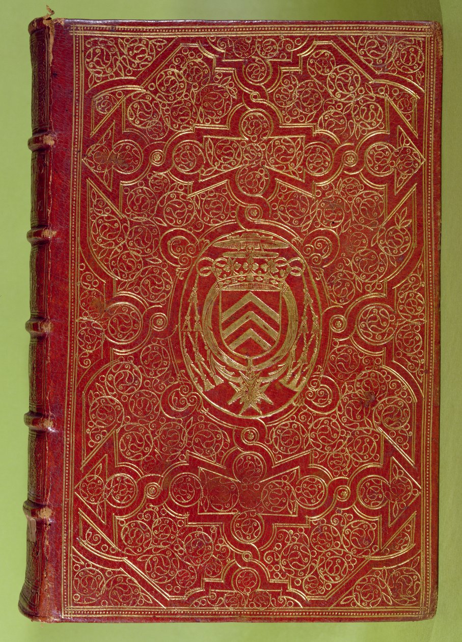 Könyvborító Armand-Jean du Plessis, Richelieu bíboros (1585-1642) címerével (vörös bőr és arany) alkotó: French School