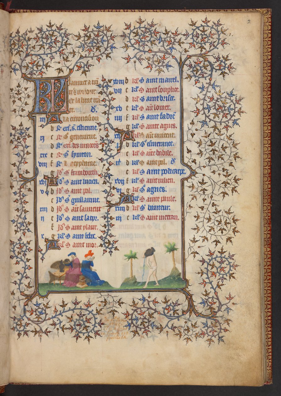 Book of Hours, Add MS 32454 f.2r, Franciaország alkotó: French School