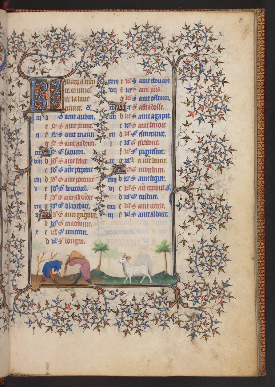 Book of Hours, Add MS 32454 f.3r, Franciaország alkotó: French School