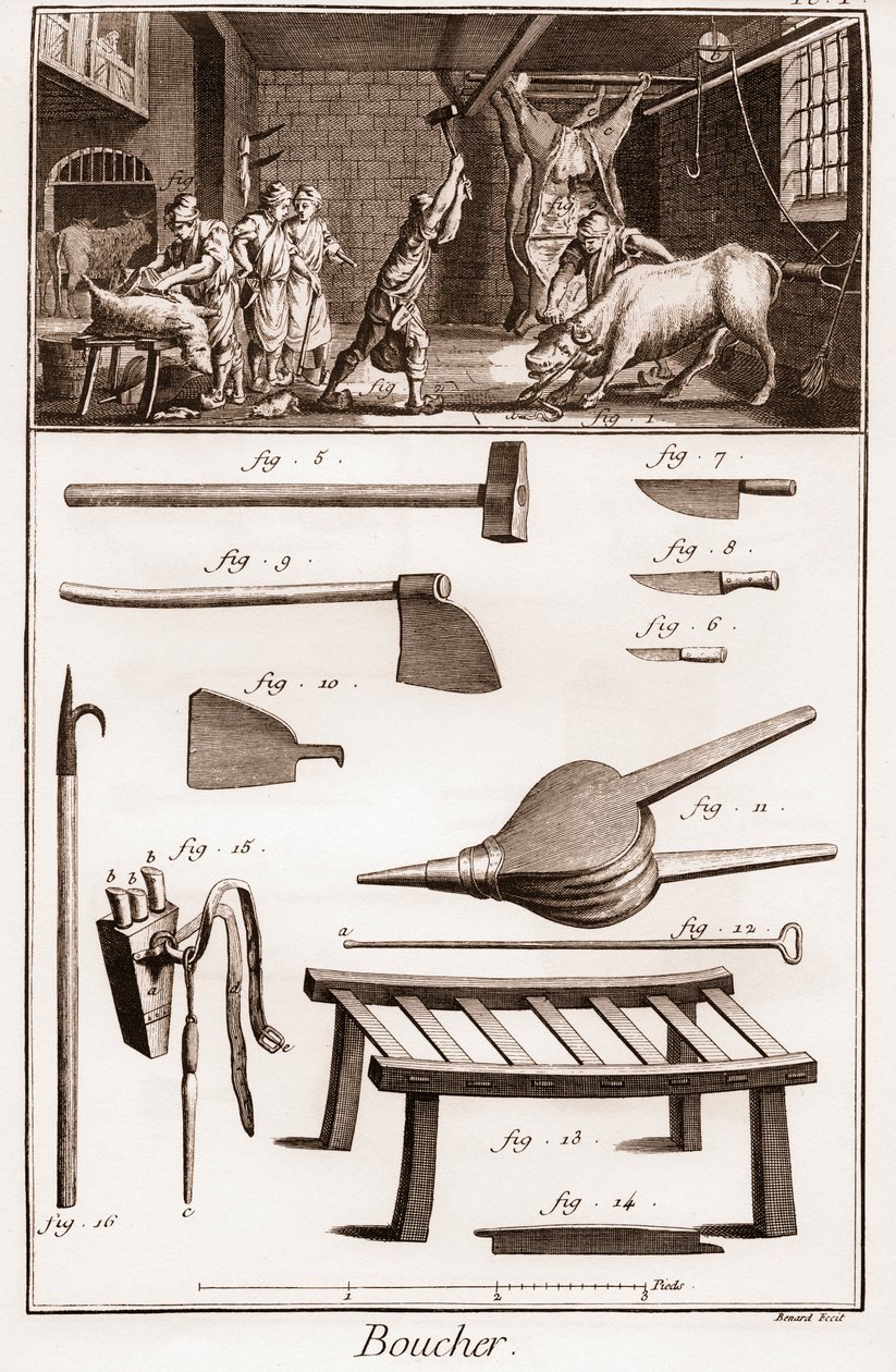 Boucher – Mészáros – Mészáros – „” The Great Encyclopedia, vagy Dictionnaire Raisonne des Sciences, des Arts et des Metiers” (Encyclopedia vagy Dictionary of the Sciences, Arts and Profession) Denis Diderot (1713-1784) és Jean d