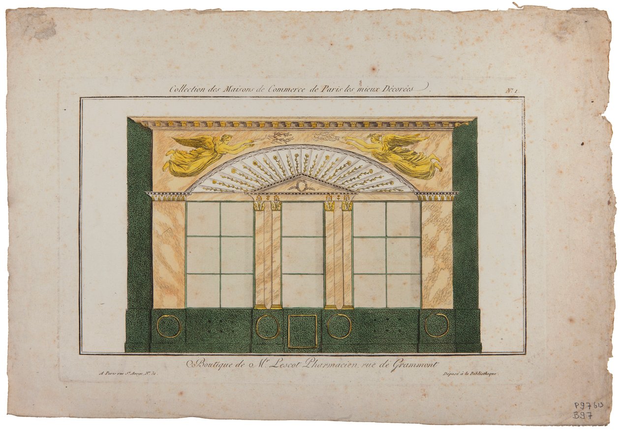 M. Lescot, gyógyszerész butikja, rue de Gramont, Párizs alkotó: French School