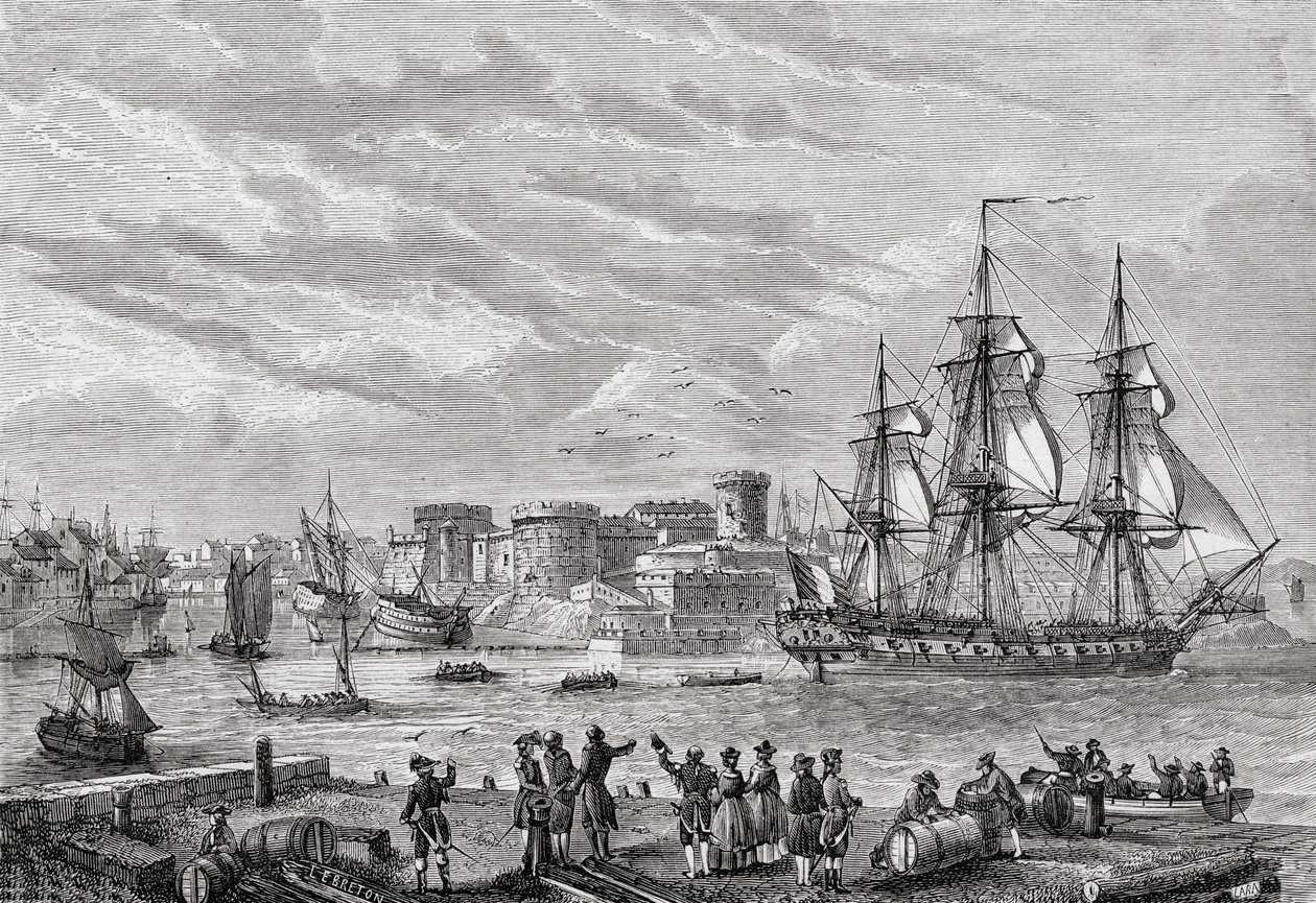 Brest 1791-ben, Le Breton metszete, Louis Blanc (1811-82) "Histoire de la Revolution Francaise" című művéből alkotó: French School