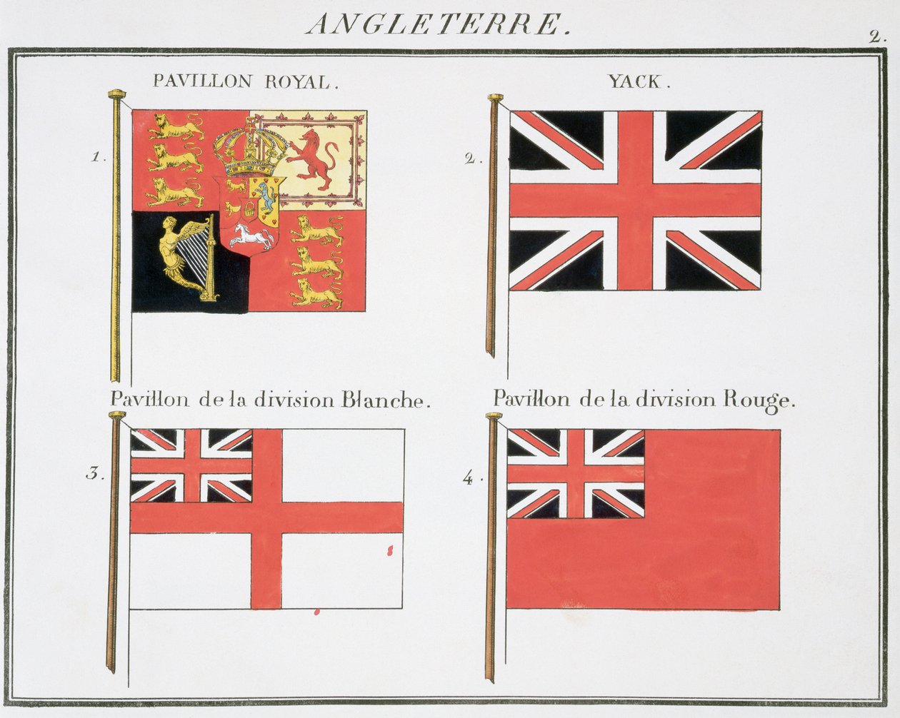 Brit tengeri zászlók, egy francia zászlóskönyvből, 1819 körül alkotó: French School