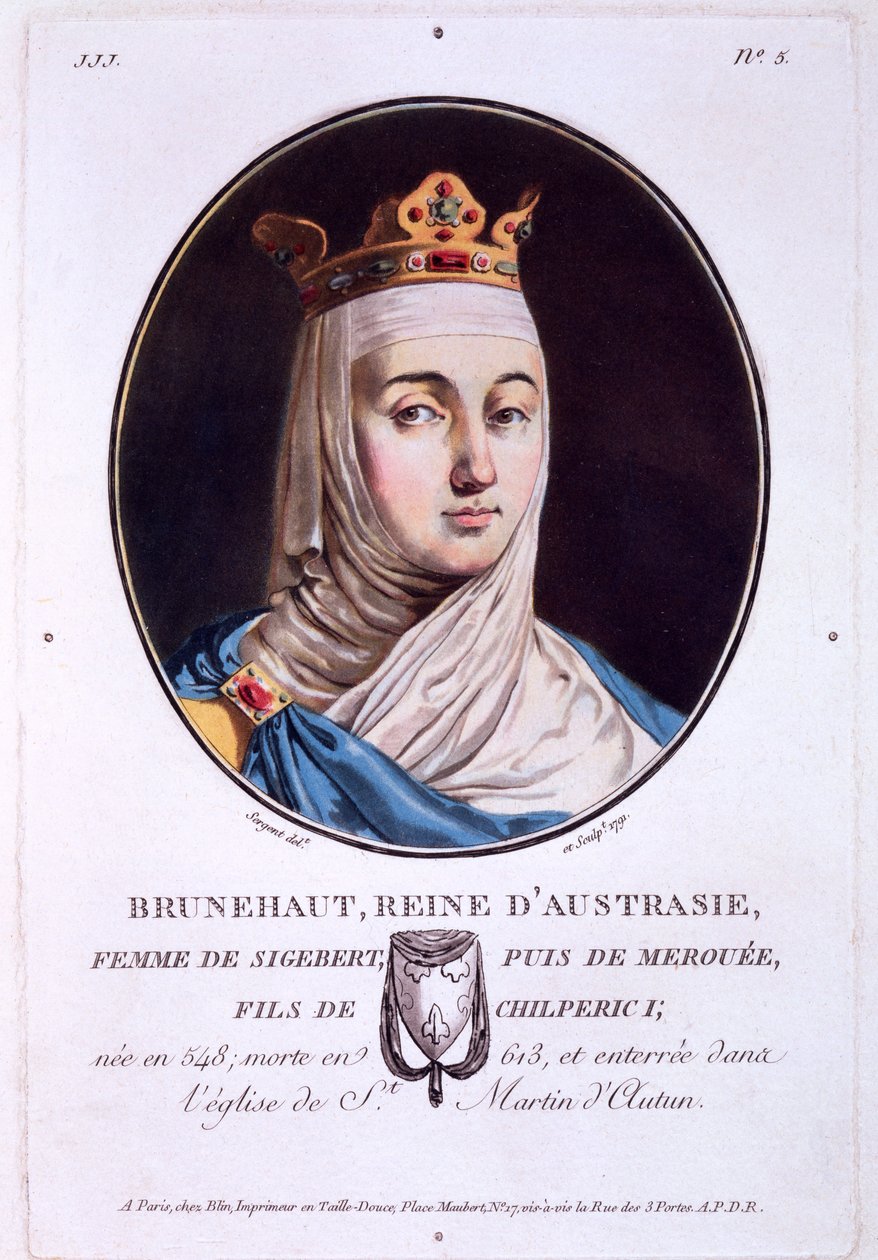 Brunhilda, Ausztrália királynője, a Nagy férfiak, jeles nők és emlékezetes francia alanyok portréiból, 1787-92 alkotó: French School