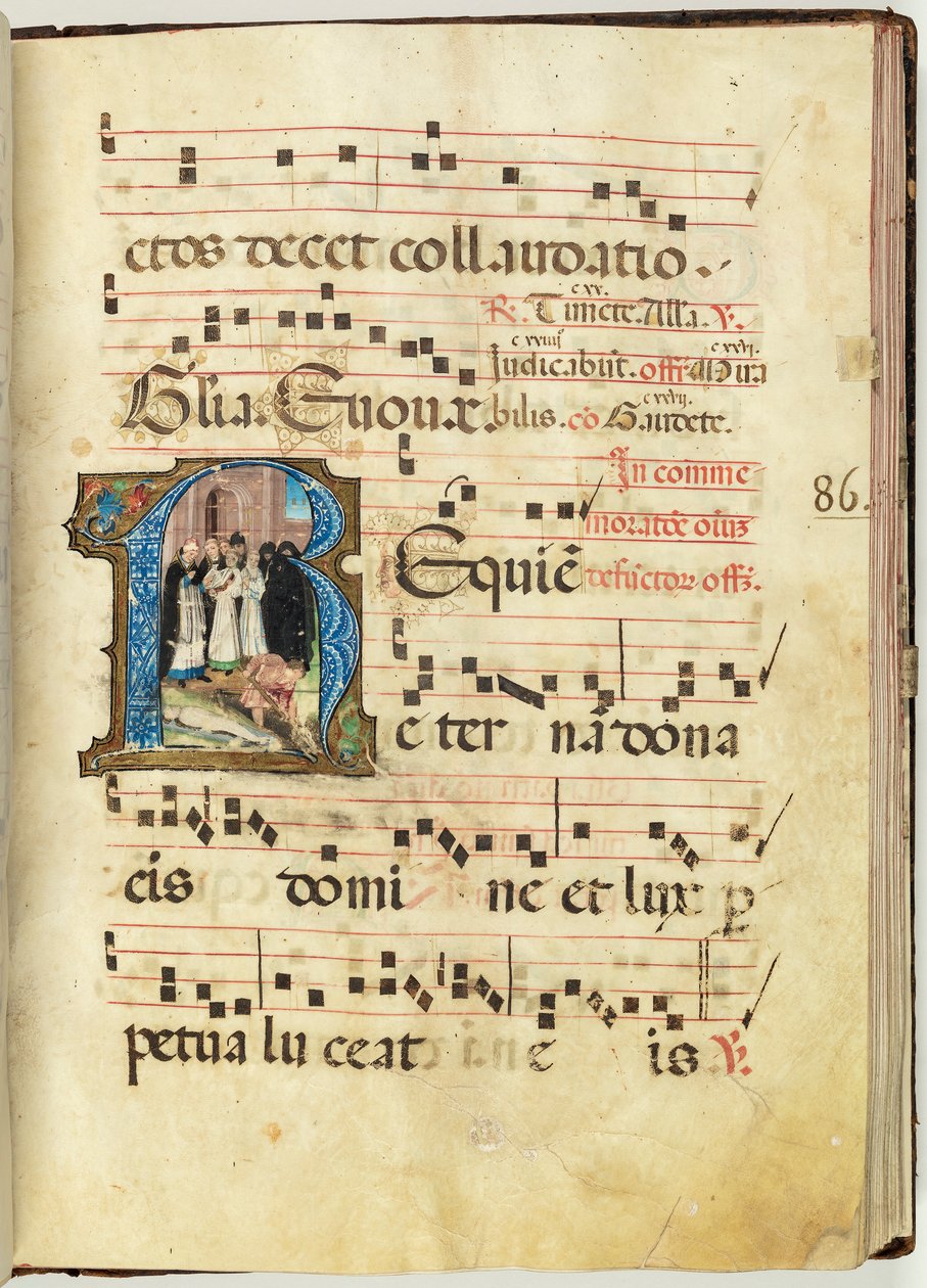 Temetési jelenet, Graduális, f.86 (tinta, tempera és aranylevél pergamenen) alkotó: French School