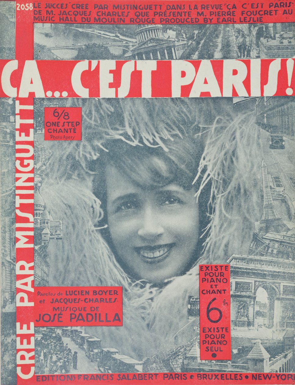 Ca...Cest Paris, Mistinguett Score of Song borítója, az Editions Salabert kiadó, Párizs, 1926 alkotó: French School