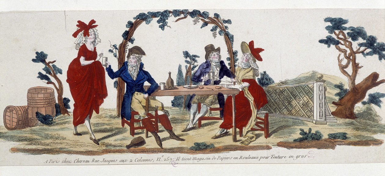 Kávézó Párizsban: chez Chereau, rue Jacques - metszet alkotó: French School