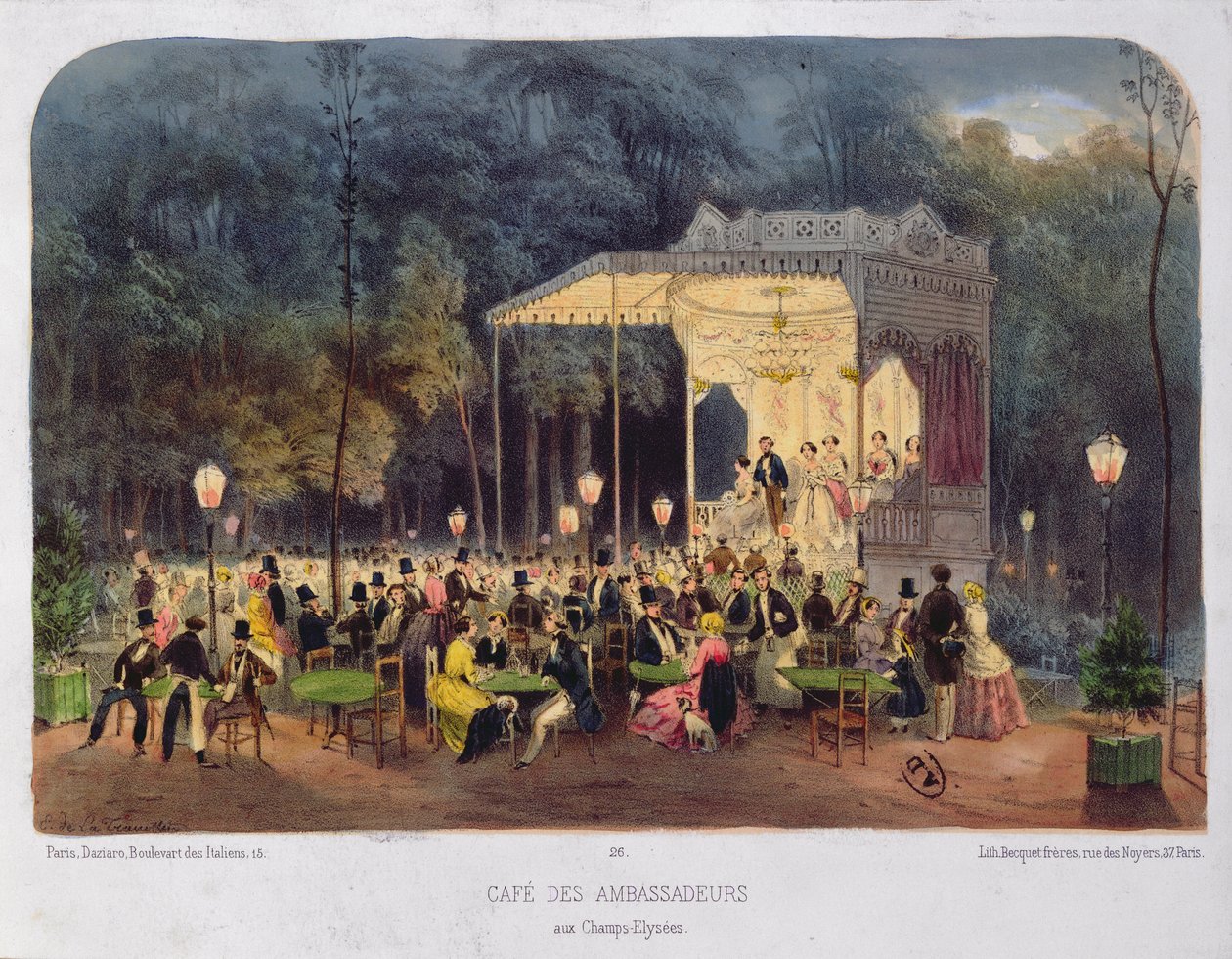 Cafe des Ambassadeurs, Champs-Elysees, 1850 körül alkotó: French School