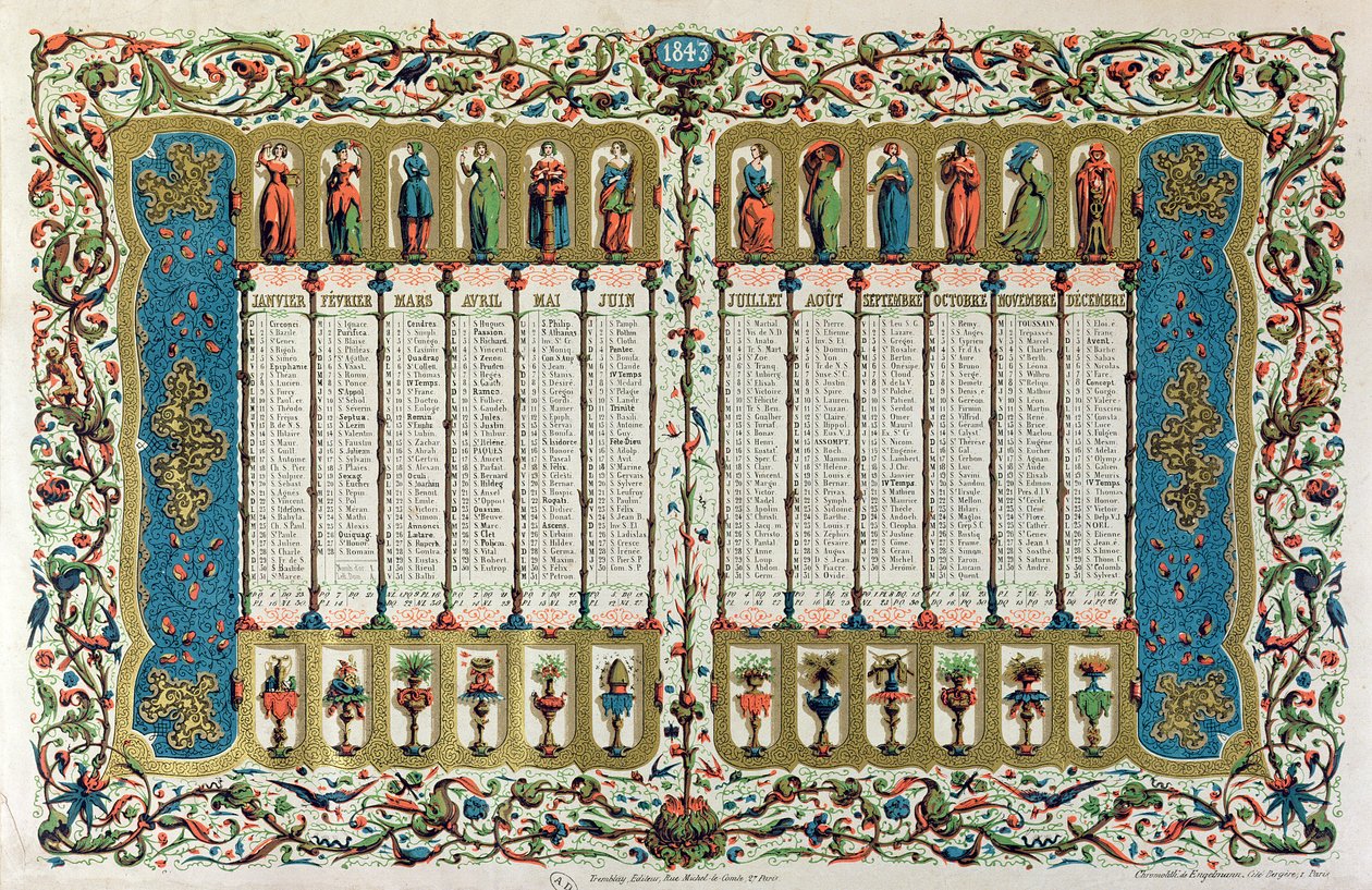 1843-as naptár alkotó: French School