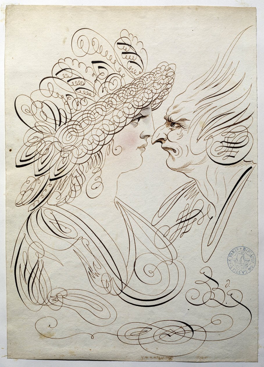 Kalligráfia: Bernard de Paris profilportréi 1780 körül. alkotó: French School