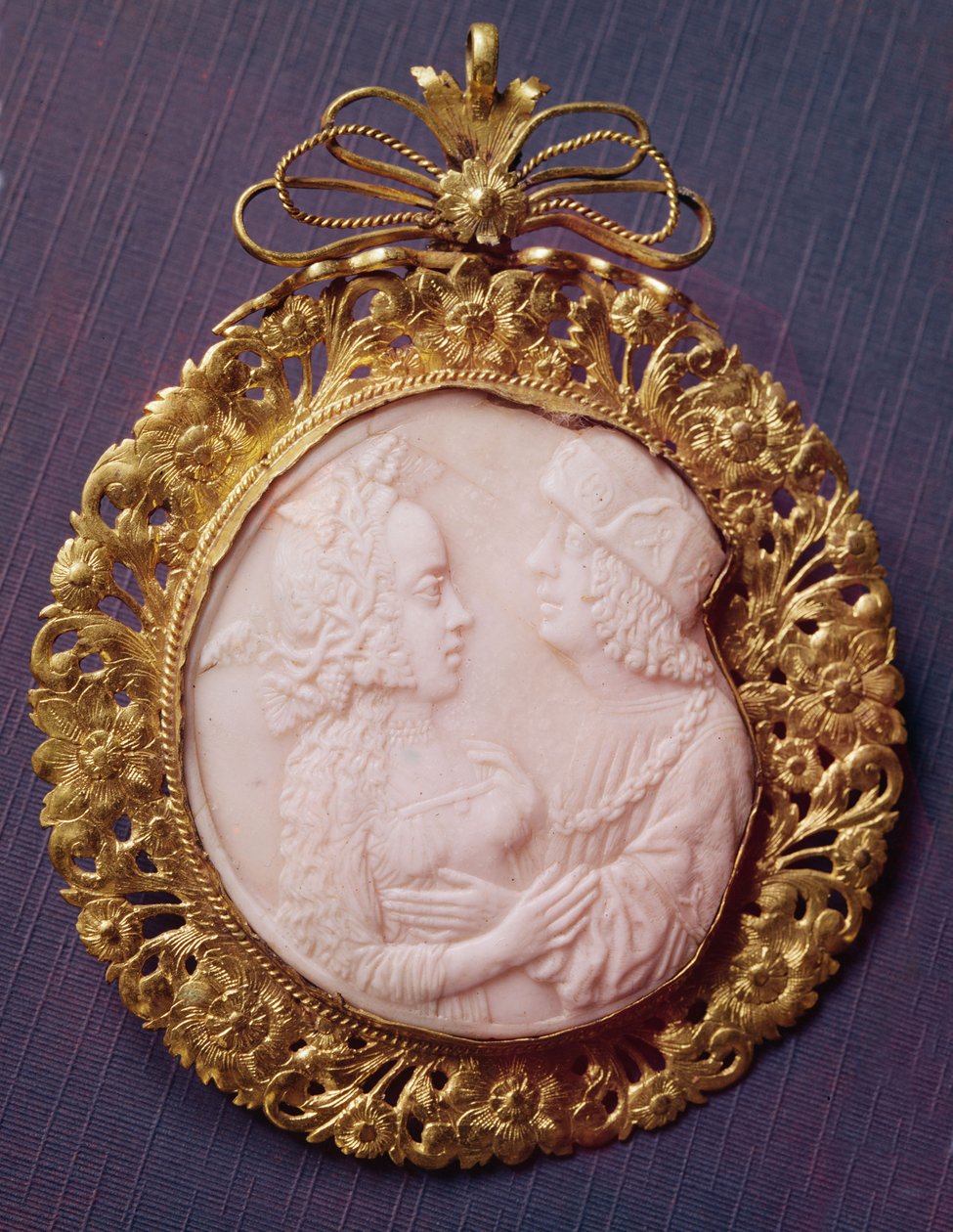 Cameo két portréval (elefántcsont és ezüsttárgyak) alkotó: French School