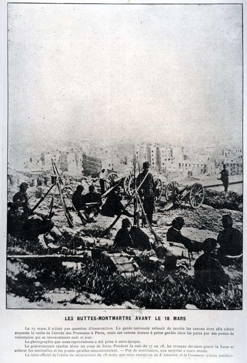 Ágyúk a Buttes-Montmartre-on 1871. március 18-án (bw fotó) alkotó: French School