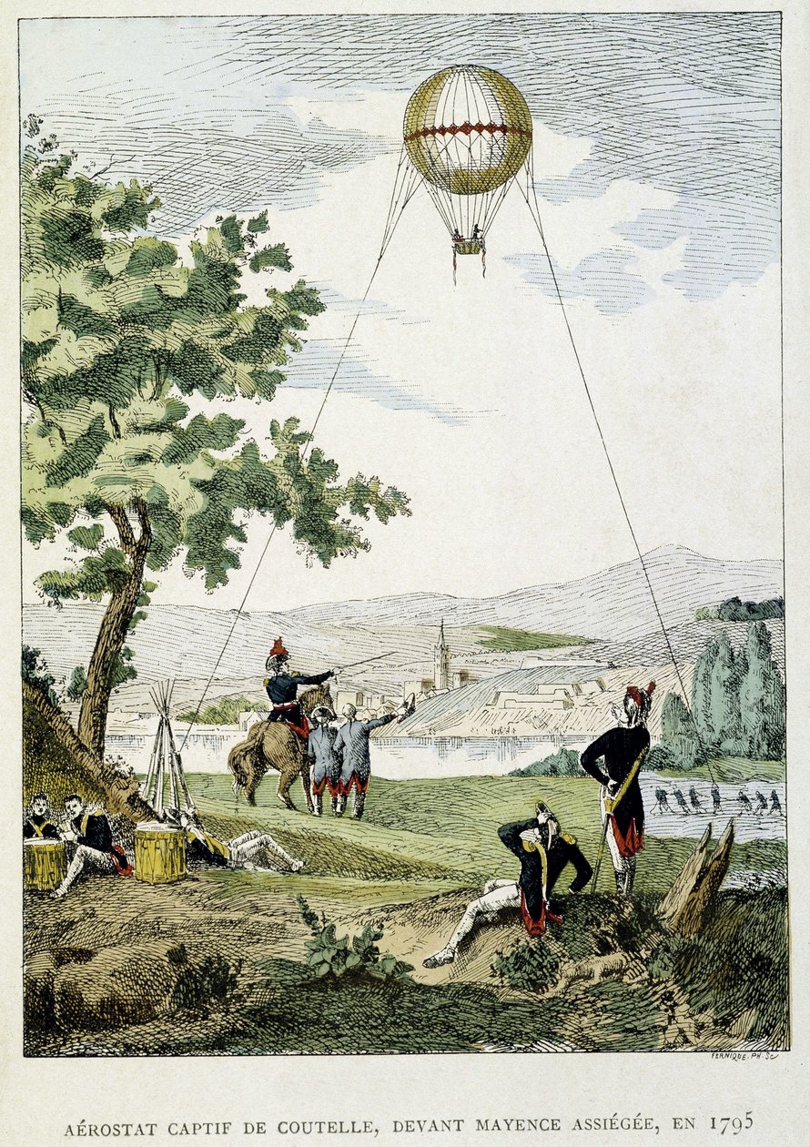 Jean Marie Joseph (Jean-Marie-Joseph) Coutelle (1748-1835) fogságban lévő aerosztátja, mielőtt Mainz ostrom alá vette volna alkotó: French School
