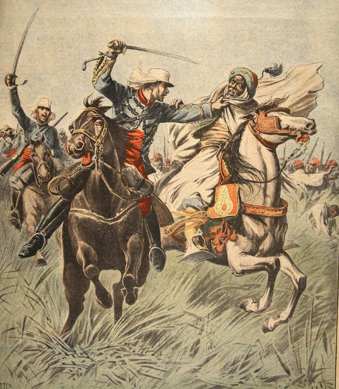 Samory elfoglalása Jacquin hadnagy által, illusztráció a Le Petit Journal: Supplement illustre, 1898. október 30. alkotó: French School