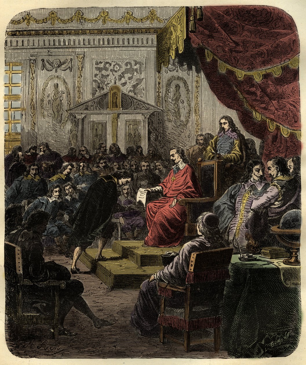 Richelieu bíboros megalapítja az Academie Francaise-t alkotó: French School