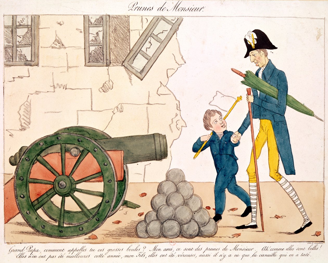 X. Károly (1757-1836) és Henri (1820-83) bordeaux-i herceg karikatúrája, 1830. július 25. alkotó: French School
