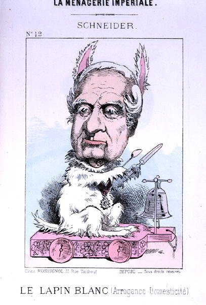 Eugene Schneider (1805-75) karikatúrája 1870 előtt (színes litó) alkotó: French School