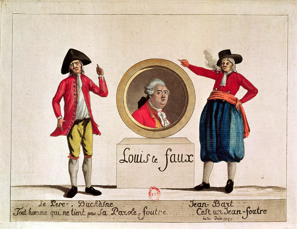XVI. Lajos karikatúrája, Louis le Faux, Le Pere Duchesne-ből, 1791. június alkotó: French School