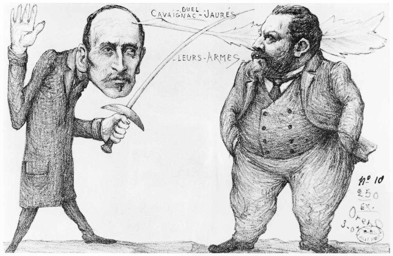 Godefroy Cavaignac (1801-45) hadügyminiszter és Jean Jaures (1859-1914) szocialista vezető és pacifista párbaj karikatúrája, 1898 alkotó: French School