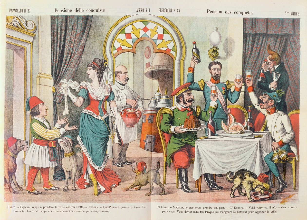 Az 1878-as berlini kongresszus karikatúrája, az 1879-es Le Perroquet magazinból alkotó: French School