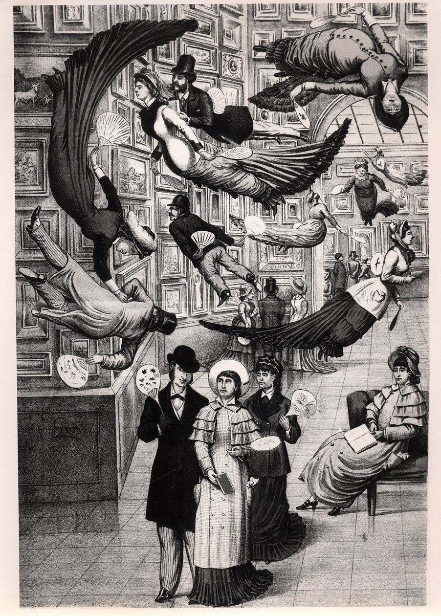 Az 1880-as párizsi szalon látogatóinak karikatúrája alkotó: French School