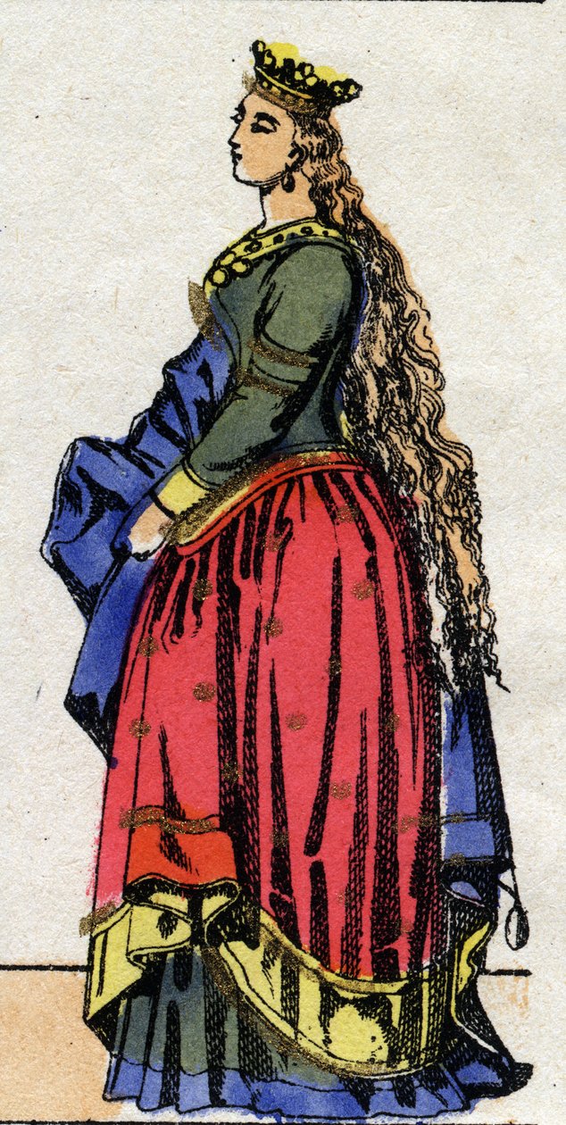 Karoling-dinasztia: Baviere Judit (805-843) portréja, I. Lajos frankkirálynője, akit jámbornak vagy „debonnaire”-nek hívtak” (778-840). Epinális képalkotás a 19. század végéről. Magángyűjtemény. alkotó: French School