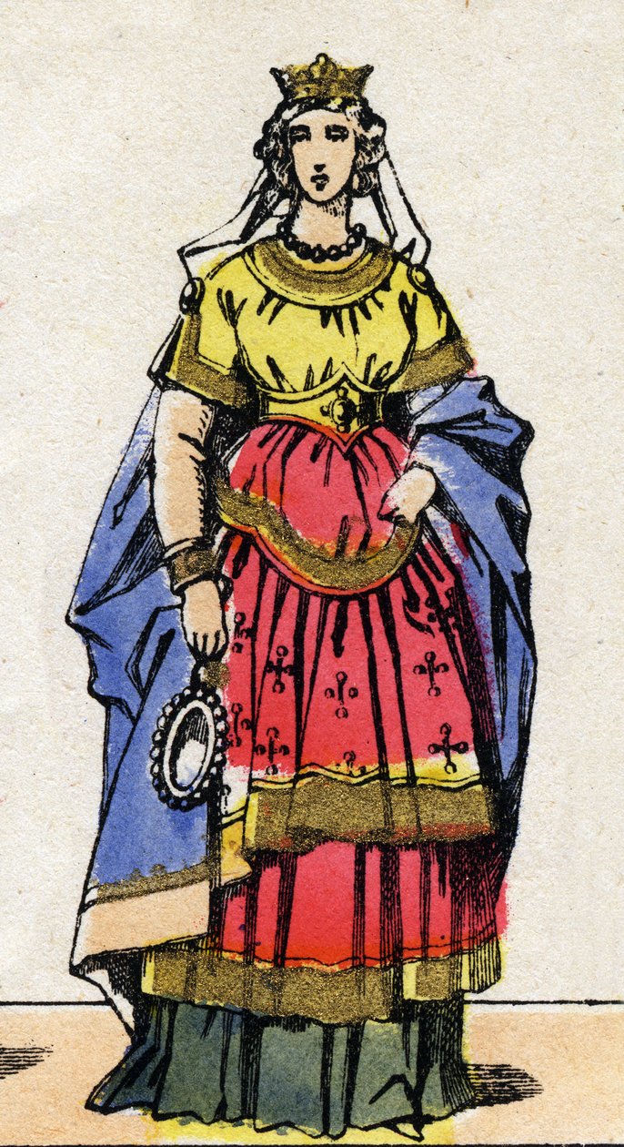 Karoling-dinasztia: Olasz Emma portréja (szül. 948 körül) Lothaire francia királynő felesége (941-986). Epinális képalkotás a 19. század végéről. Magángyűjtemény. alkotó: French School