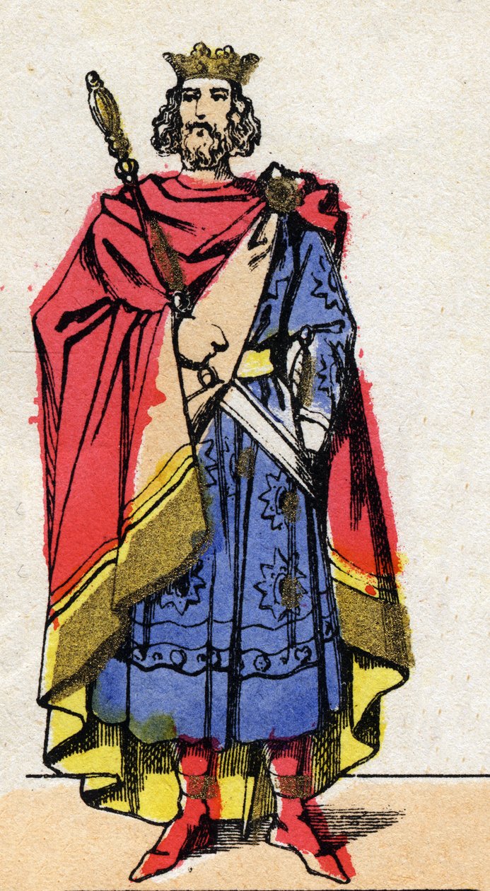 Karoling-dinasztia: Lothaire (941-986), a frankok királya 954-től 986-ig portréja. Epinális képalkotás a 19. század végéről. Magángyűjtemény. alkotó: French School
