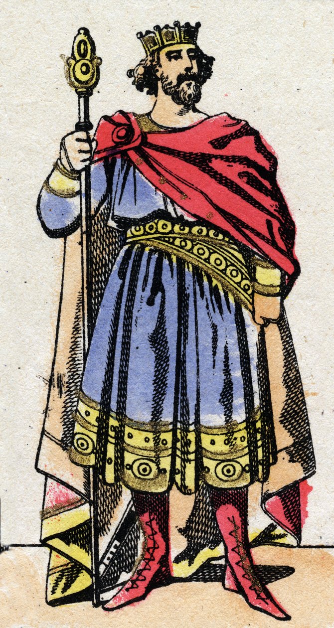 Karoling-dinasztia: Raoul francia (vagy Rodolphe, v. 890-936) frankok királyának portréja 923-tól 936-ig. Epinális képalkotás a 19. század végéről. Magángyűjtemény. alkotó: French School