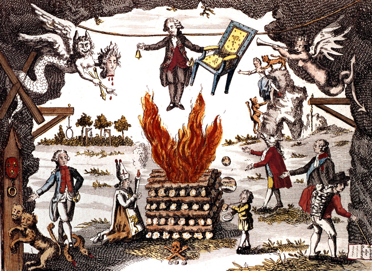 Karikatúra Mirabeau-ról, aki a Jacobin Club elnöksége, 1789 alkotó: French School