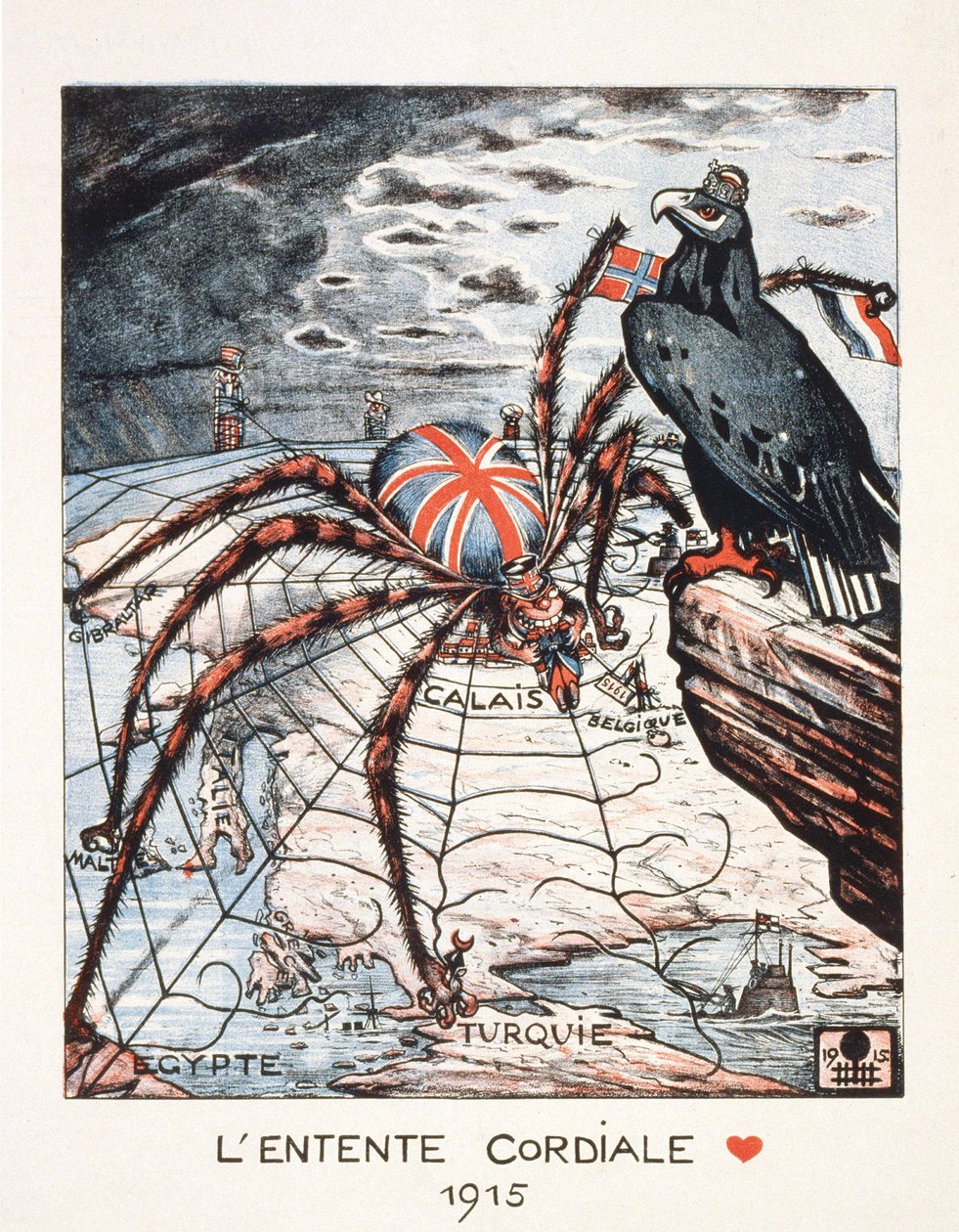 Karikatúra az 1915-ös Entente cordiale-ról - Párizs városának plakátja. alkotó: French School