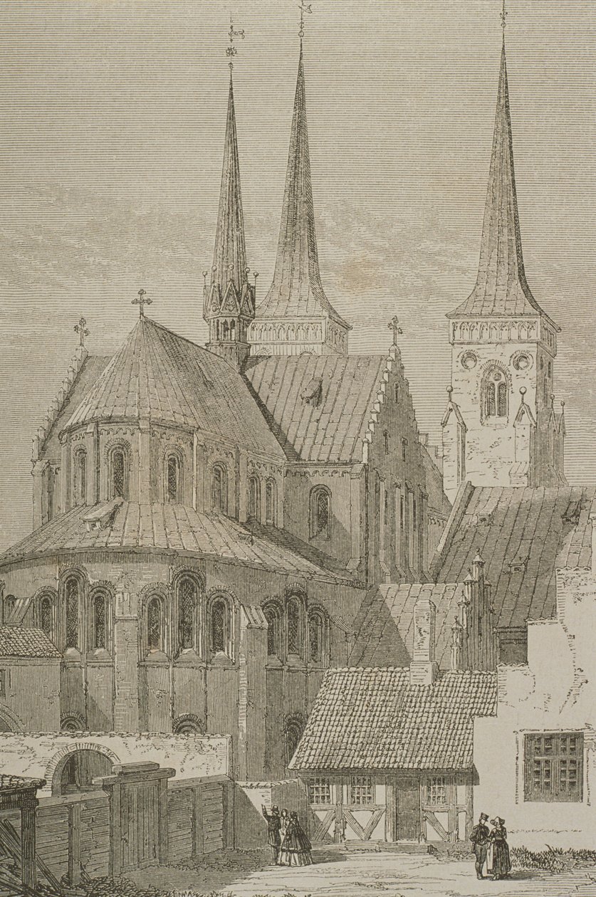 Székesegyház az 1850-es években, Roskilde, Dánia, a Le Tour du Monde-ból, Párizsban, 1860-as években alkotó: French School