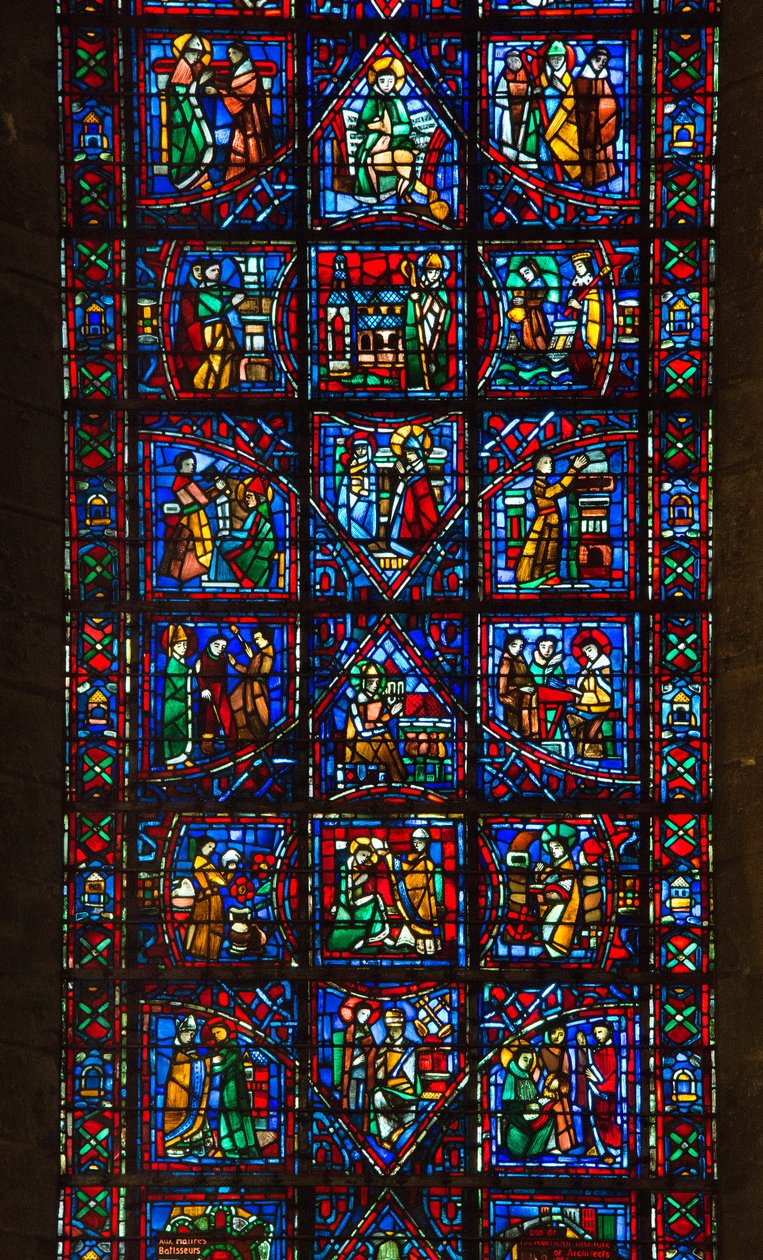 Charters Cathedral, ólomüveg: Szent Fulbert élete, Charterek equeque-je a XI. századi részletekben alkotó: French School