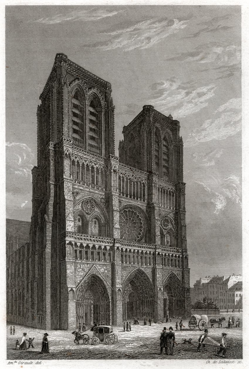 Notre-Dame de Paris katedrális. (metszet, kb. 1850) alkotó: French School