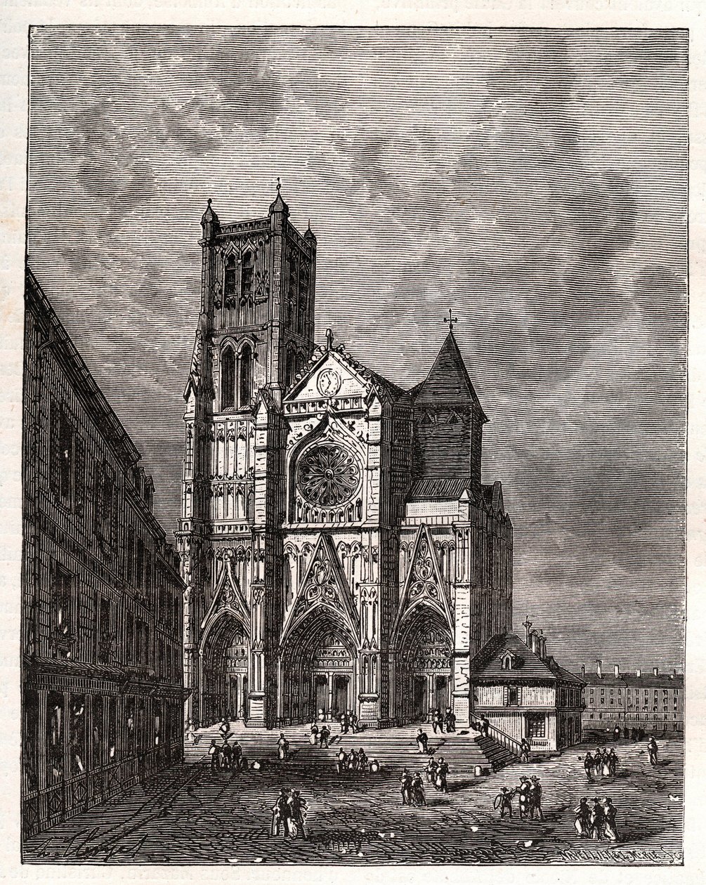 Cathedrale Saint-Etienne de Meaux – Seine-et-Marne – V. A. Malt-Brown „La France illustrée: földrajz, történelem, statisztikai igazgatás” című metszete. 1884 alkotó: French School