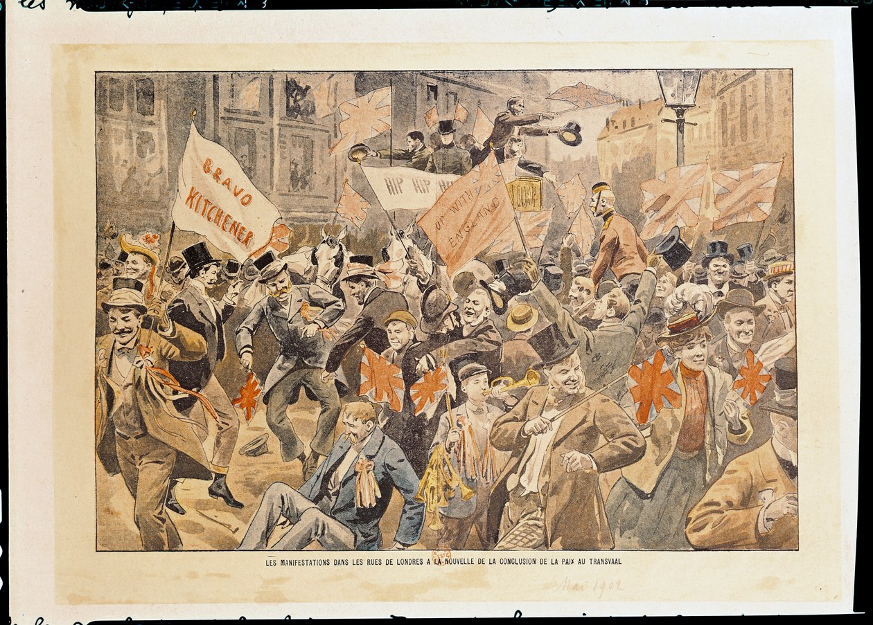 Ünnepségek London utcáin a transzvaali békekötés hírét követően, 1902. május (nyomtatás) alkotó: French School