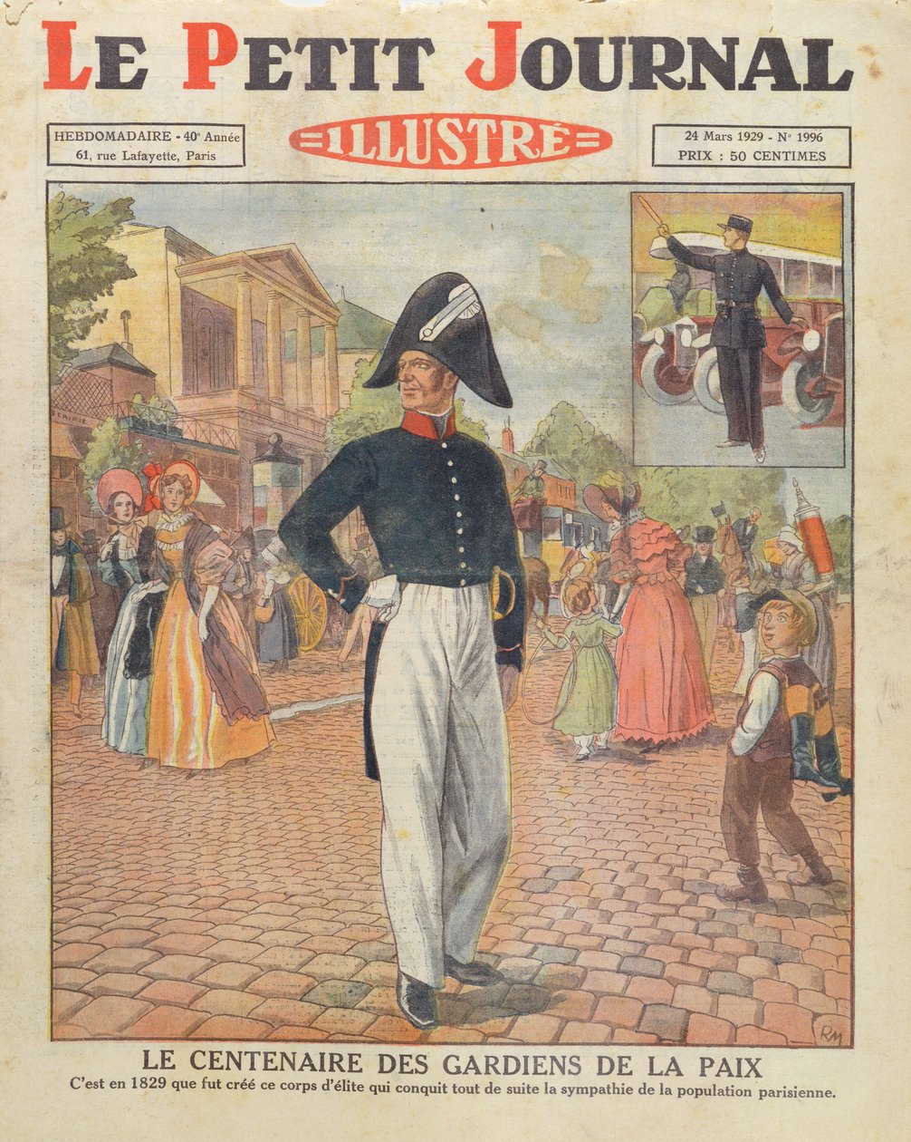 A béke őreinek centenáriuma, a Le Petit Journal címlapillusztrációja, 1929. március 24. alkotó: French School