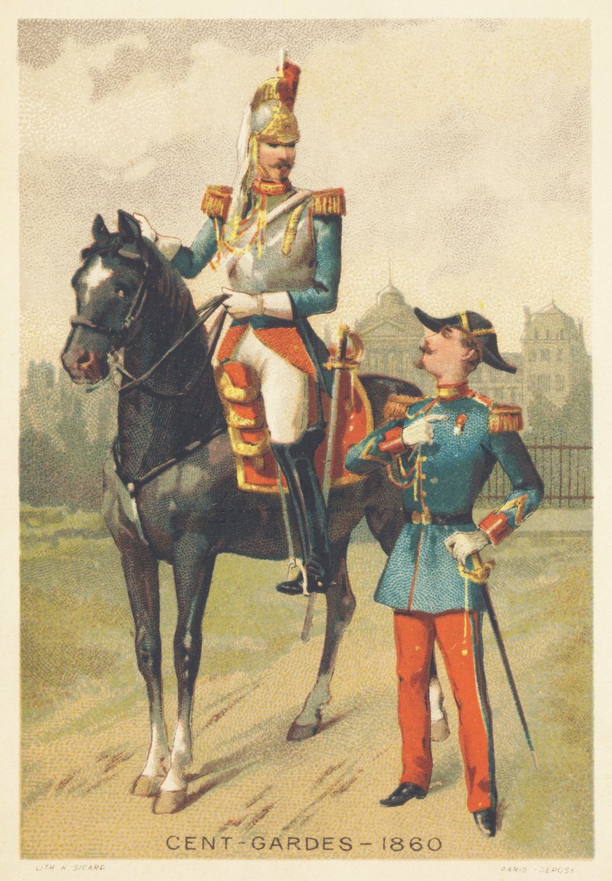 Centengudes 1860-ban (III. Napóleon császár személyi őrségének elit lovassági alakulatát 1854-ben hozták létre, 1870-ben feloszlatták). alkotó: French School