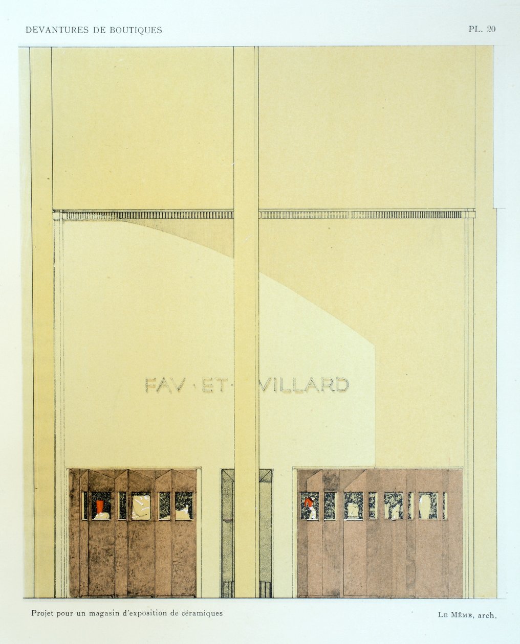 Kerámia bemutatóterem, 20. tábla, Louis-Pierre Sezille Devantures de Boutiques illusztrációja, Párizs, 1927 alkotó: French School