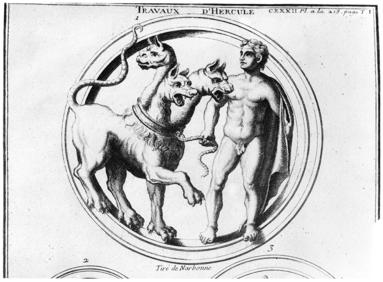 Herkules által megszelídített Cerberus alkotó: French School
