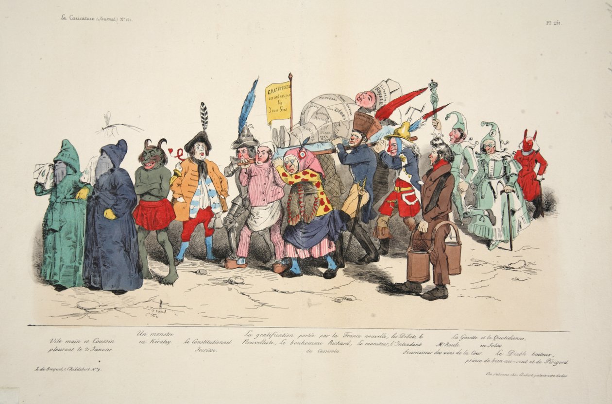 Politikai hamvas ceremónia, a La Caricature, pub. 1833 (kézzel színezett litográfia) alkotó: French School