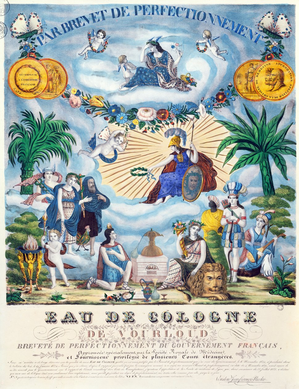 Tanúsítvány egy kölni vízhez, J. F. Vourloud, 1825 körül alkotó: French School