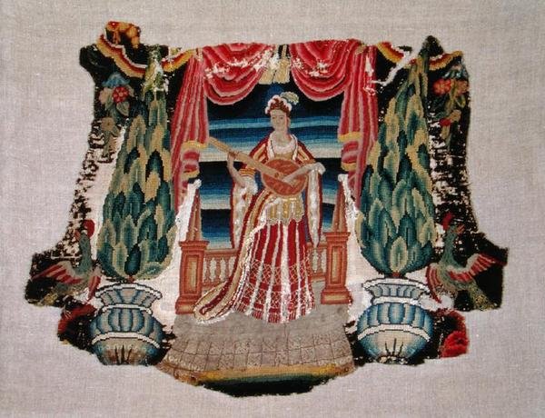 Székülés, 1690 körül (hímzés vászonra) alkotó: French School